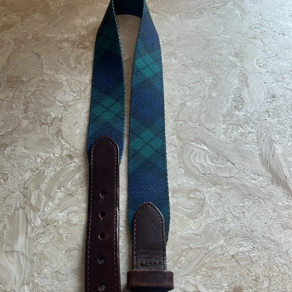 Boys, vineyard, vines, belt, green, and navy plaid size 24